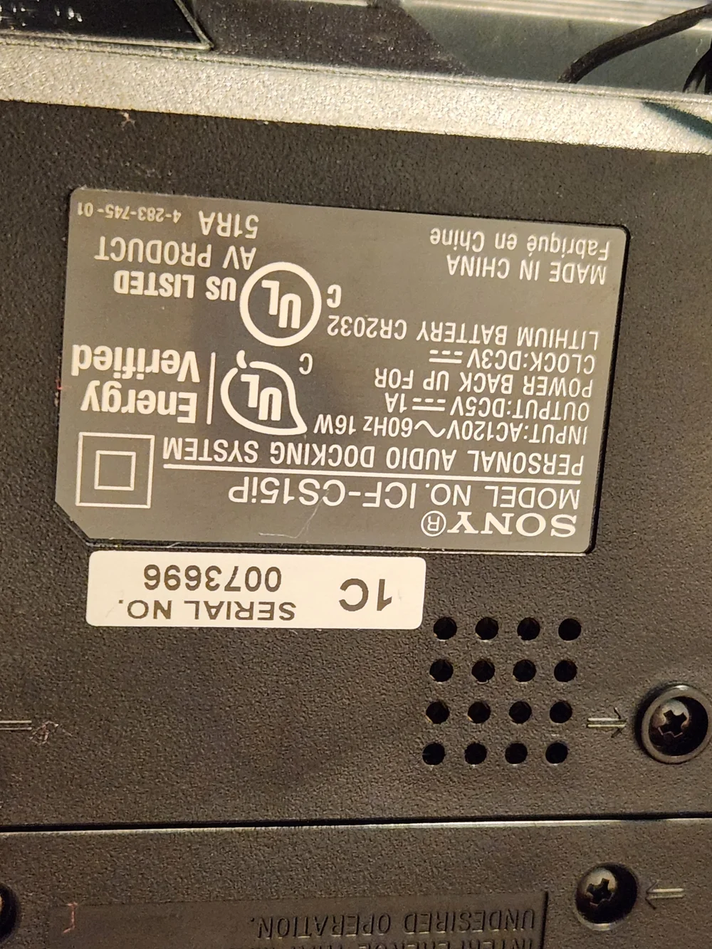 Sony Black Portable Docking Speaker with Clock and Dock